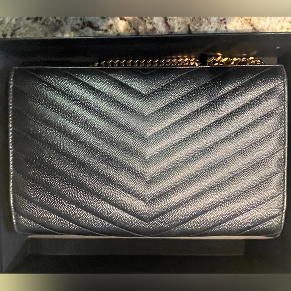 YSL Monogram Wallet on Chain in Grained Leather - Picture 5 of 7